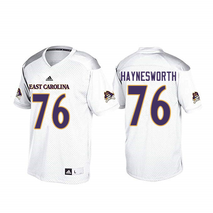 Men #76 Justyn Haynesworth ECU Pirates College Football Jerseys Sale-White